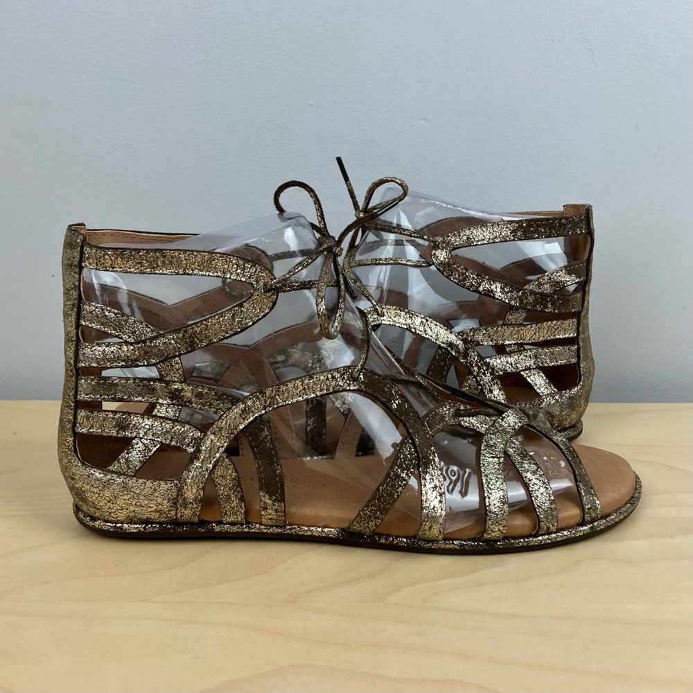 Gentle Souls Women’s Size 9.5 M Break My Heart 3 Gold Leather Gladiator Sandals - Picture 2 of 15